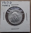 1917-D Type 1 Standing Liberty Quarter- Full Head - Uncirculated - cleaned
