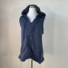 Active Life Top Women's M Blue Full Zip Hoodie Fly Away Back Activewear Vest NWT