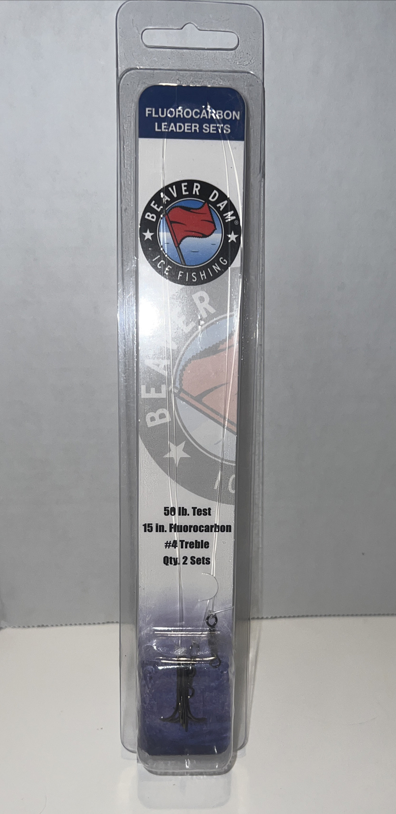 Beaver Dam Ice Fishing 50 lb Test 15 Inch Fluorocarbon 4 Treb2ct