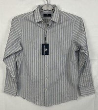 Hart Schaffner Marx Men's Dress Shirt Medium White Blue Striped NWT 89.50