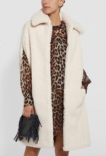 Maje Cream / White Shearling Cape Coat Size 10