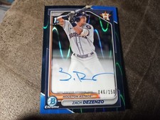 ZACH DEZENZO 2024 BOWMAN CHROME 1ST BLUE RAYWAVE AUTO /150 Rookie Hou Astros Rc