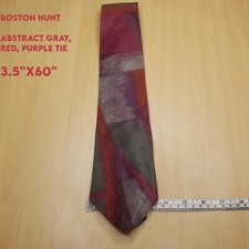 Vintage Boston Hunt 3.5x60 Abstract Red Purple Black Tie Made in USA