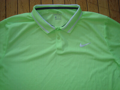 NIKE TENNIS DRI FIT NEON GREEN POLO SHIRT MENS SIZE XXL 2XL WORN ONLY ONCE! 