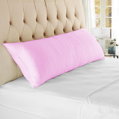 1000 TC OR 1200 TC 100% Cotton Pink 2 PCs Body Pillow Case Set