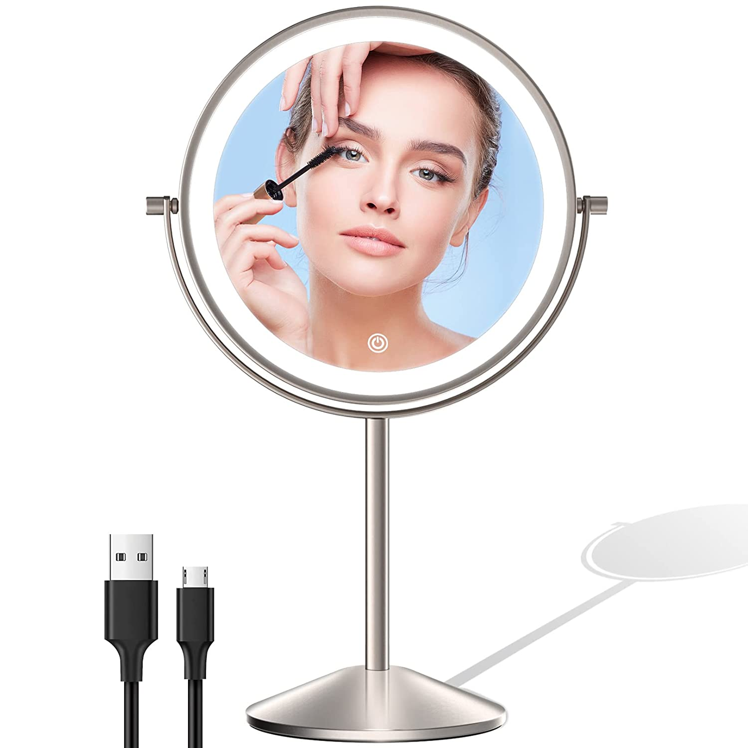 LED Vanity Mirror with 1X & 10X Magnification and Bright Lights-image