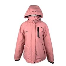 Moerdeng Pink Ski Jacket Winter Coat Hooded Plush Lined Waterproof Breathable XL