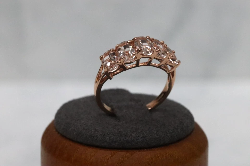Anillo de media eternidad de morganita de oro rosa de 9 quilates - talla K Foto 4 de 4