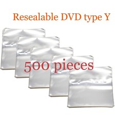 Resealable Outer Replacement Plastic Sleeves for standard DVD 500 pcs type Y