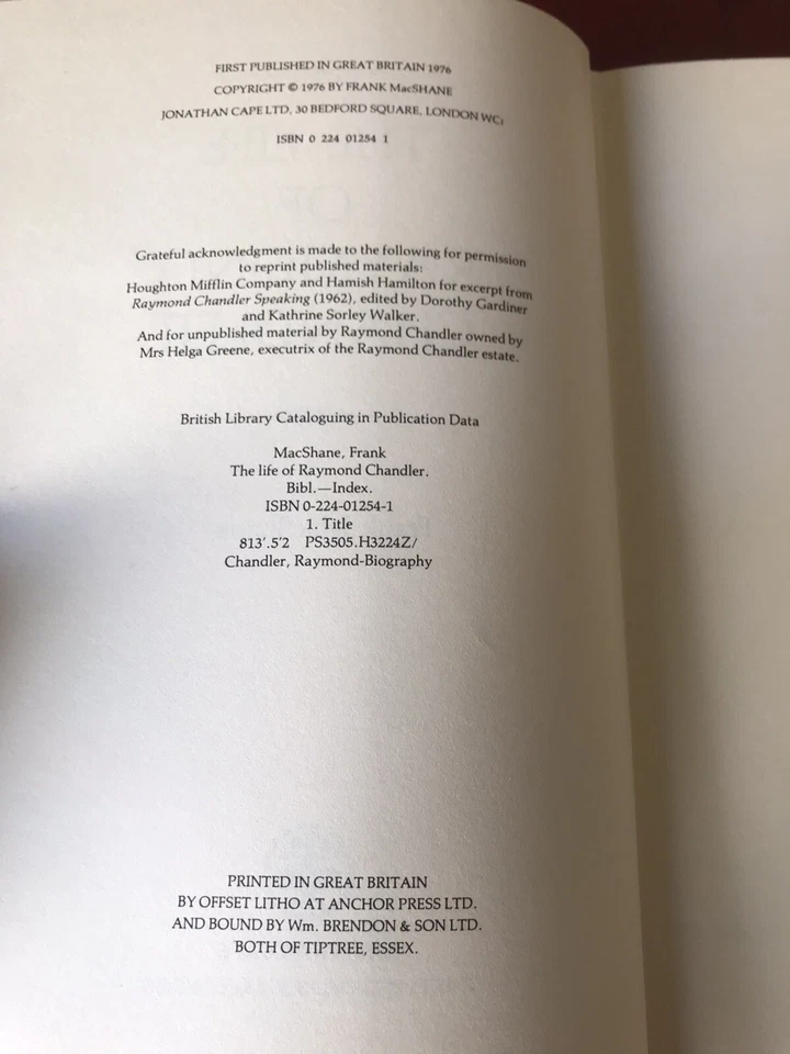 THE LIFE OF RAYMOND CHANDLER-FRANK MacSHANE 1976 UK 1st ED HARDCOVER - FINE! Foto 3 de 4