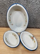 Juego de 3 platos para servir Cinsa Esmalte Saltillo México pastel floral ovalado de colección