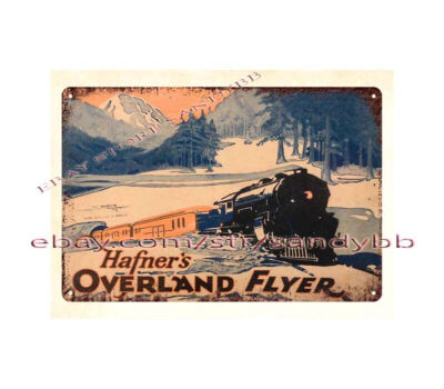 gift home decor HAFNER CLOCKWORK WIND UP PASSENGER TRAIN childhood toy tin sign