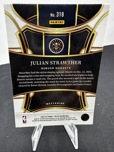 💥2023-24 Panini Select Mezzanine Level #318 Julian Strawther RC Rookie Nuggets - Picture 2 of 2
