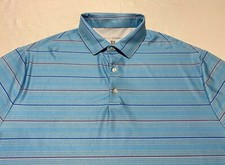 Hickey Freeman Blue Striped Short Sleeve Men's Polo Shirt Size XL EUC