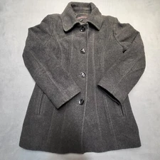 Jason Kole Womens S Black Pea Coat Wool Blend Single Breasted Lined