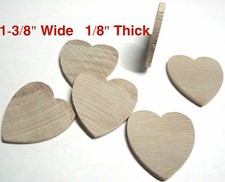 Wood Heart 1/8" Thick x 1-3/8 Wide" PACKAGE OF 50