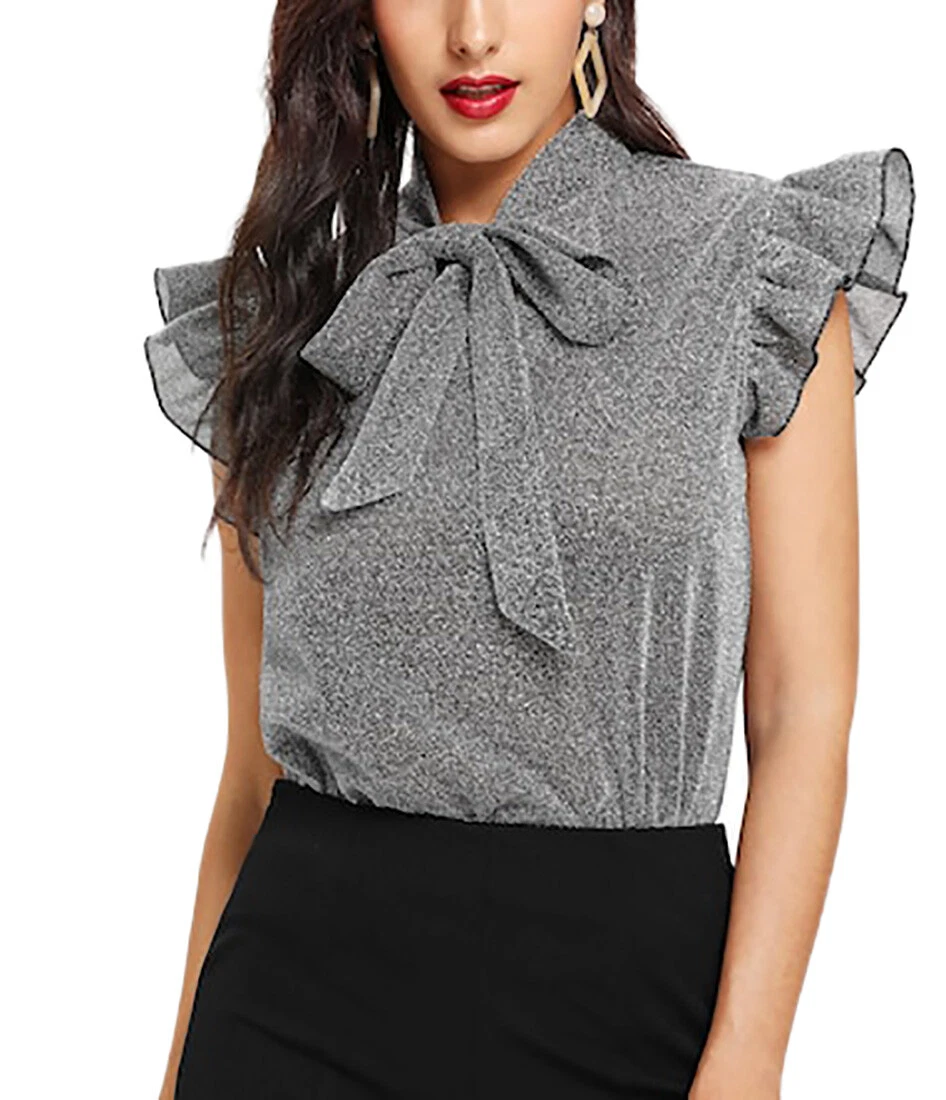 Blusa con fiocco al collo sale