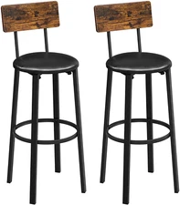 Bar Stools, Set of 2 PU Upholstered Breakfast Stools, Bar Stool Set 