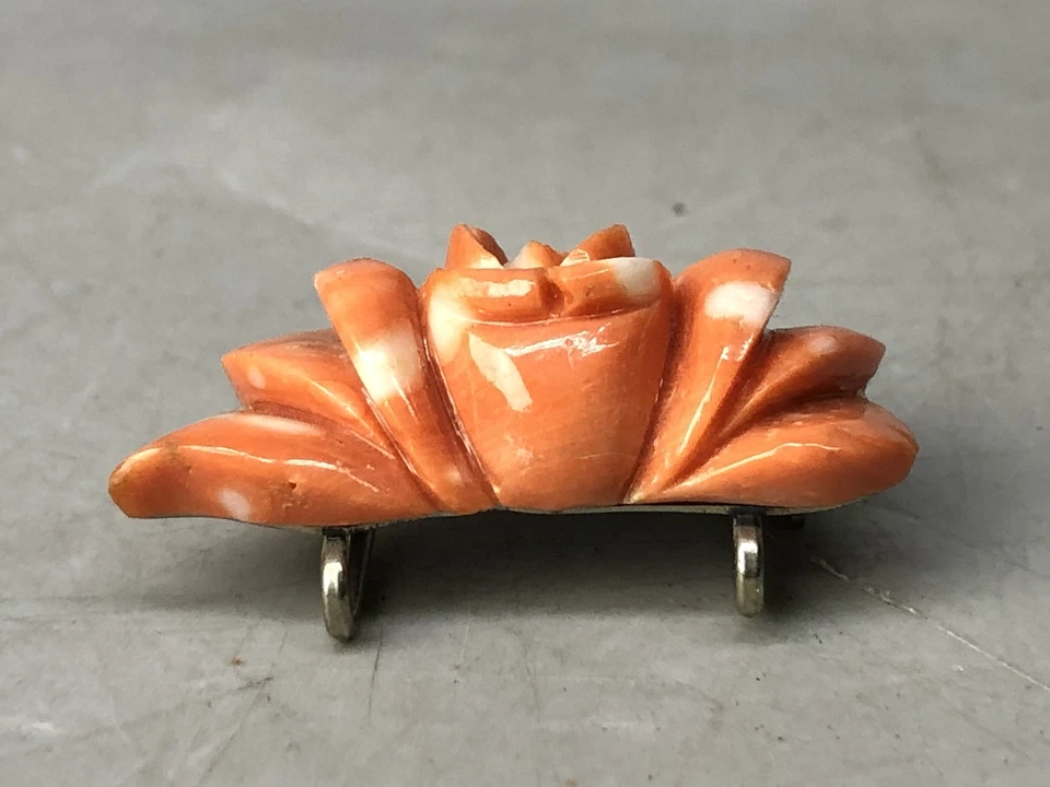 Y8004 OBIDOME Coral Faja Clip Broche Grabado Japón Antiguo Kimono Accesorio Foto 2 de 4