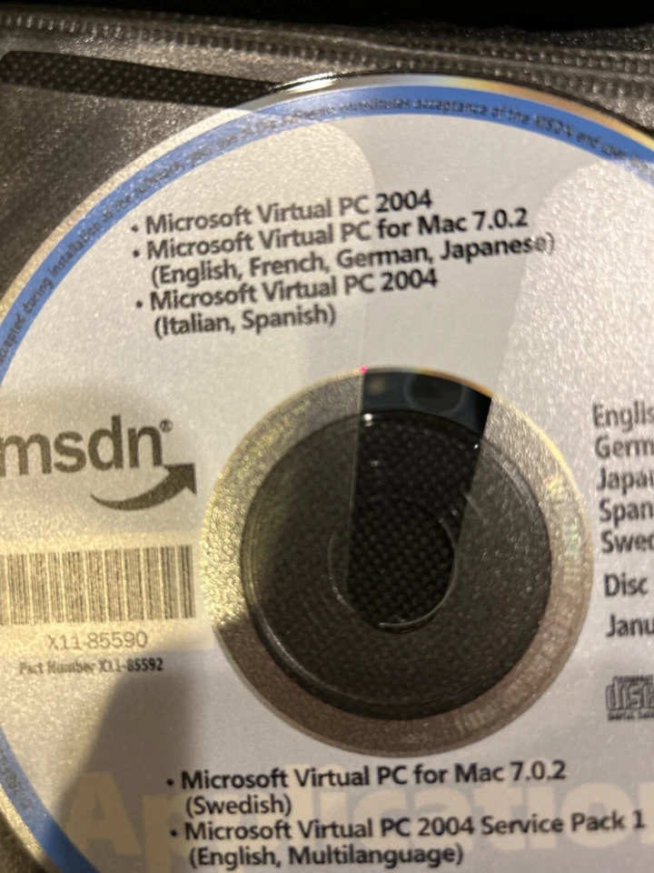 BRAND NEW MSDN  Microsoft Virtual PC 2004 for PC + MAC 7.0.2 Multi Languages CD - Image 3 of 4