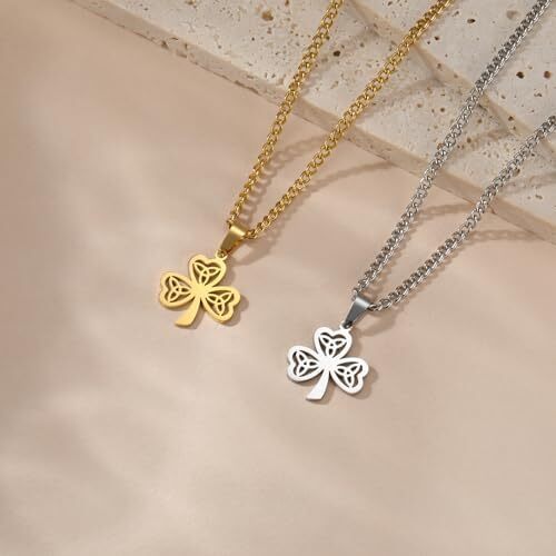 CELTIC SHAMROCK Necklace Pendant Pewter Clover St Patrick's Day Irish Good Luck