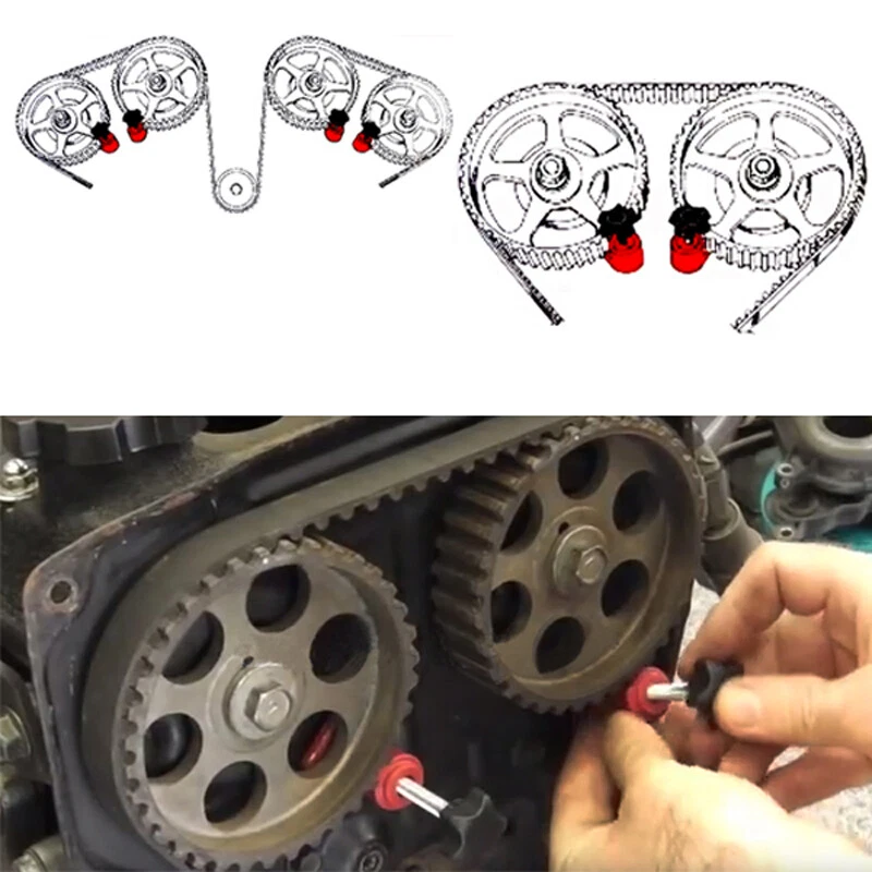 Kit de bloqueo de engranaje de piñón herramienta de bloqueo de sincronización de motor árbol de levas abrazadera de doble leva 5 unidades Foto 4 de 4
