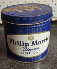 Vintage 1950s PHILIP MORRIS TOBACCO TIN 1/2lb Canada Government Label Nice