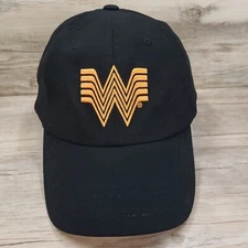 WhataBurger Hat Cap Employee Strap Back Black Orange Logo Embroidered