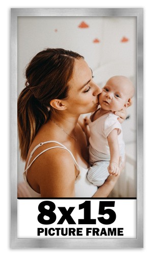 8x15 Frame Stainless Steel Silver Picture Frame Photo Frame UV Acrylic Acid Free