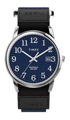 Timex Men's Watch Easy Reader Silver Quartz Case Black Strap - TW2U85000 (New)