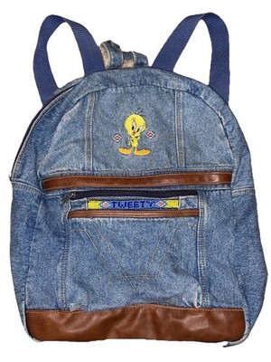 Clean Vintage Looney Tunes Beaded Tweety Bird Denim Backpack  display picture 3