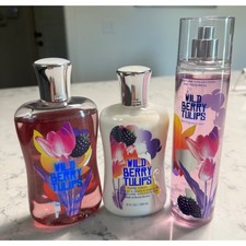 Bath  Body Works Wild Berry Tulips Shower Gel Lotion Mist Set Discontinued