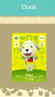 MARKENLOS Animal Crossing Amiibo Nfc Karte weiß #258 Doris / Daisy