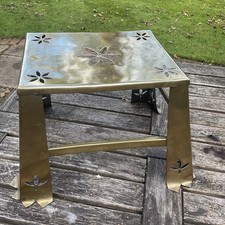 Antik Kunsthandwerk Jugendstil Messing Fu&szlig;mann Hocker St&auml;nder offen Feuerplatte St&ouml;vchen