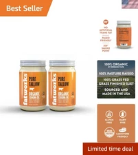 Organic Grass-Fed Beef Tallow, Non-GMO & Pasture-Raised, 14 oz Pack of 2