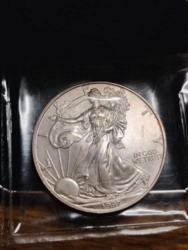 1997 AMERICAN SILVER EAGLE ONE OUNCE FINE .999 SILVER - FREE USA SHIPPING