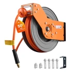 Uimoso Retractable Air Hose Reel,50FT x 3/8In, Air Compressor Hose, Max 300 PSI