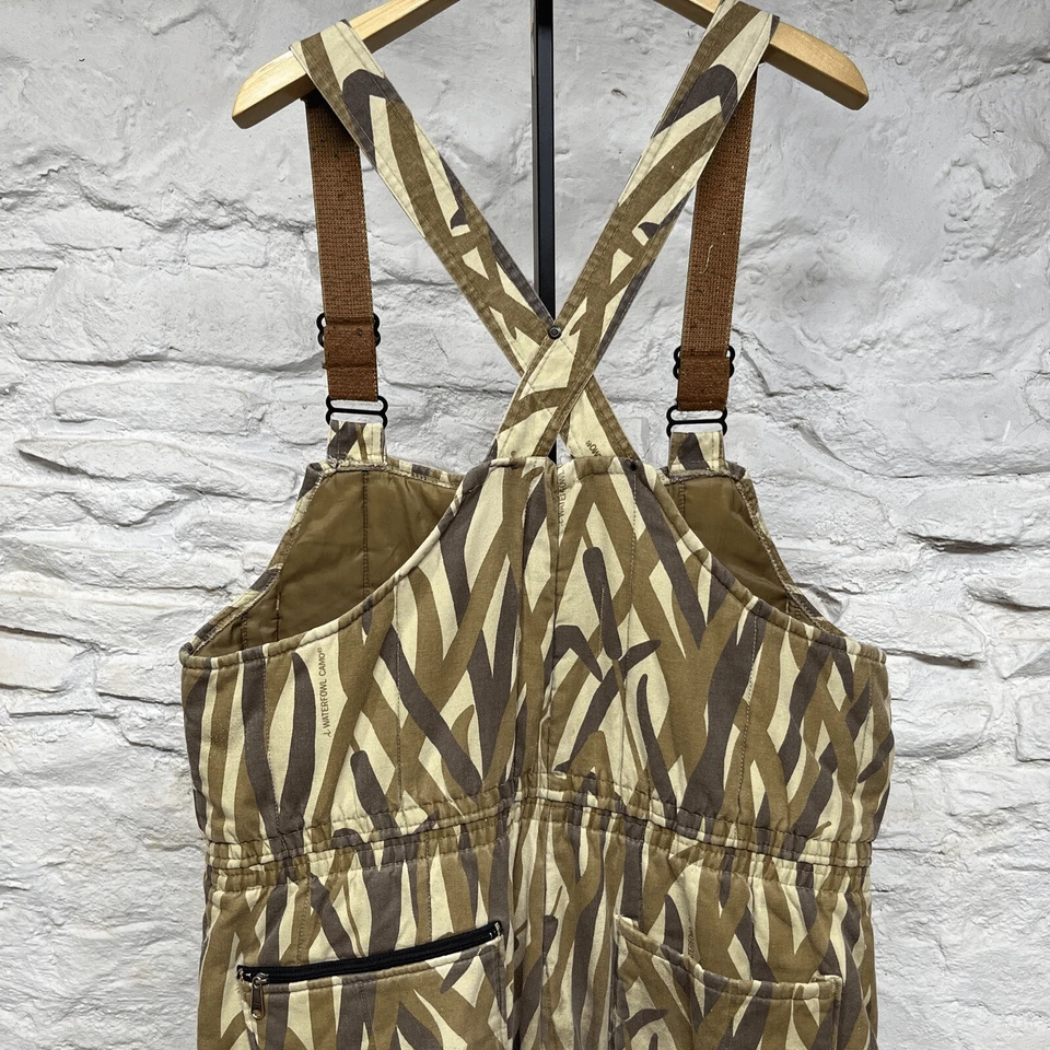 Walls Blizzard Pruf Waterfowl Camo Insulated Overalls Duck Hunting Quilted Vtg - Image 2 of 4