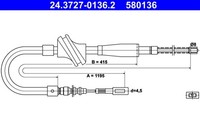 Bremsseil Seilzug Feststellbremse ATE 24.3727-0136.2 FüR Audi B2 90 80 81 811