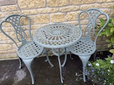 SAGE Green Vintage Cast Iron French Garden Bistro Table Set 2 Chairs