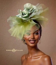Kentucky Derby Hat Royal Ascot Sage Moss Olive Green Rose Fascinator Del Mar Hat