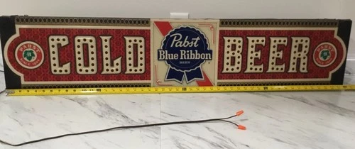PABST BLUE RIBBON COLD BEER VINTAGE BAR SIGN, WORKING CONDITION, Collectable
