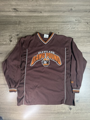#ad Vintage Rare Lee Sport Cleveland Browns Dawg Pound V Neck Sweater Large $125.00