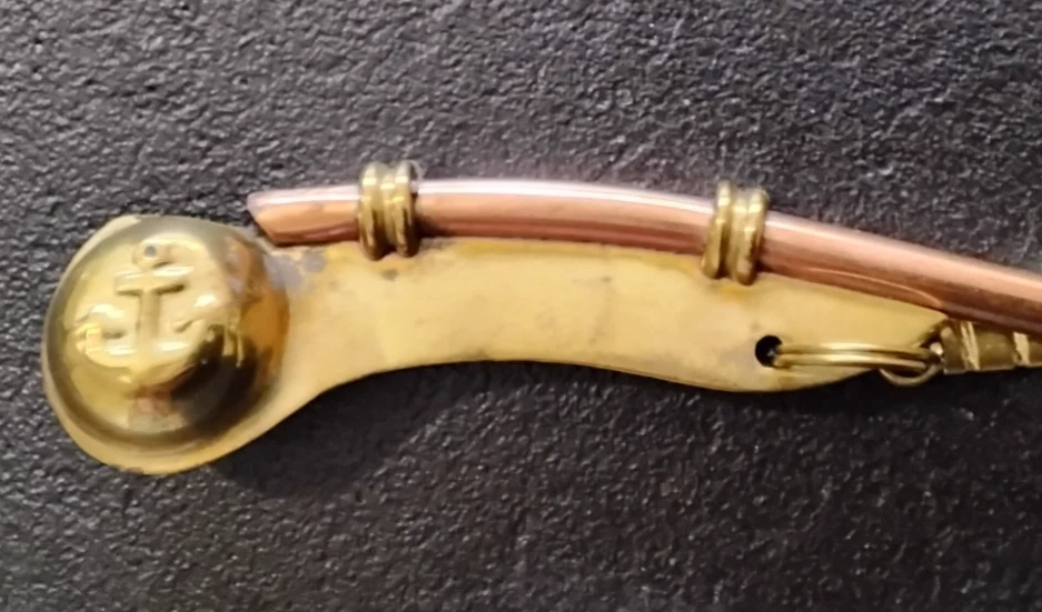 Sifflet de Marin (Bosco Timonier) dans Boîte Bois Couvercle Ancre Laiton (C9) - Photo 4/4