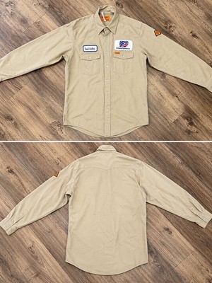 Wrangler FR1240 Flame Resistant Work Shirt Large Regular Khaki CAT 2 8.5 ATPV
