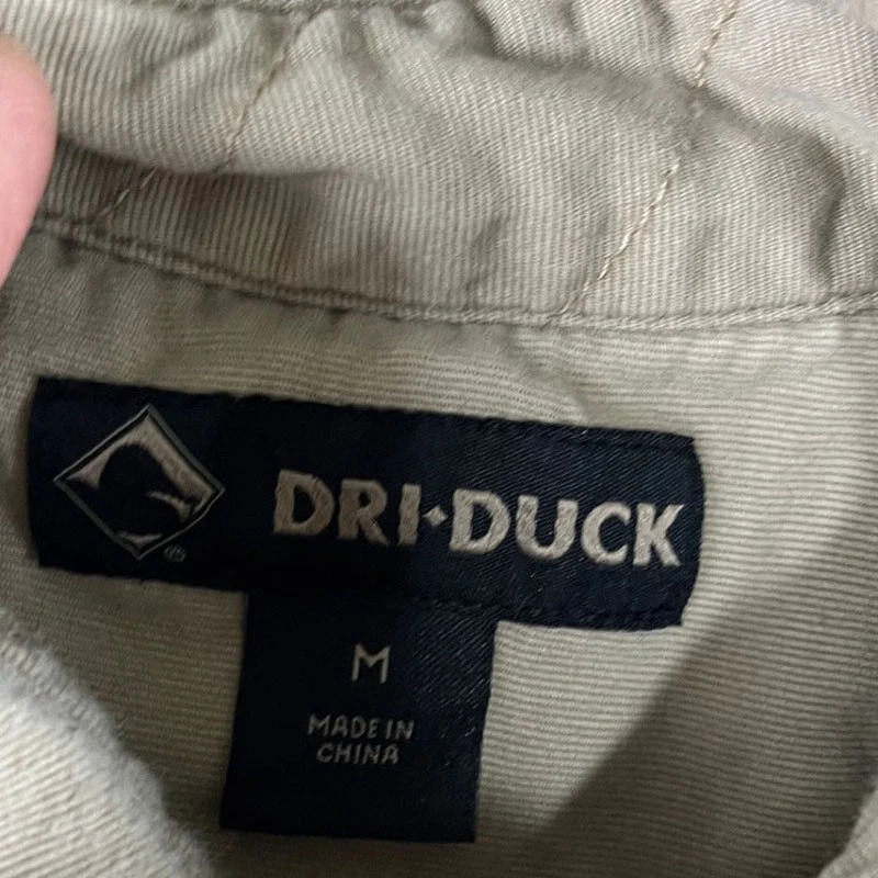 Men’s Dri Duck M Khaki Long Sleeve Button-Down Work Shirt – Excellent Condition - Image 3 of 4