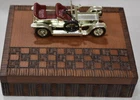 MATCHBOX VETERANS CHOICE MERCEDES ON WOODEN PLAYING CARD HOLDER BOX BY LESNEY
