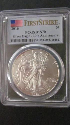 2016 American Silver Eagle $1 Dollar  PCGS MS 70 30th Anniv First STRIKE