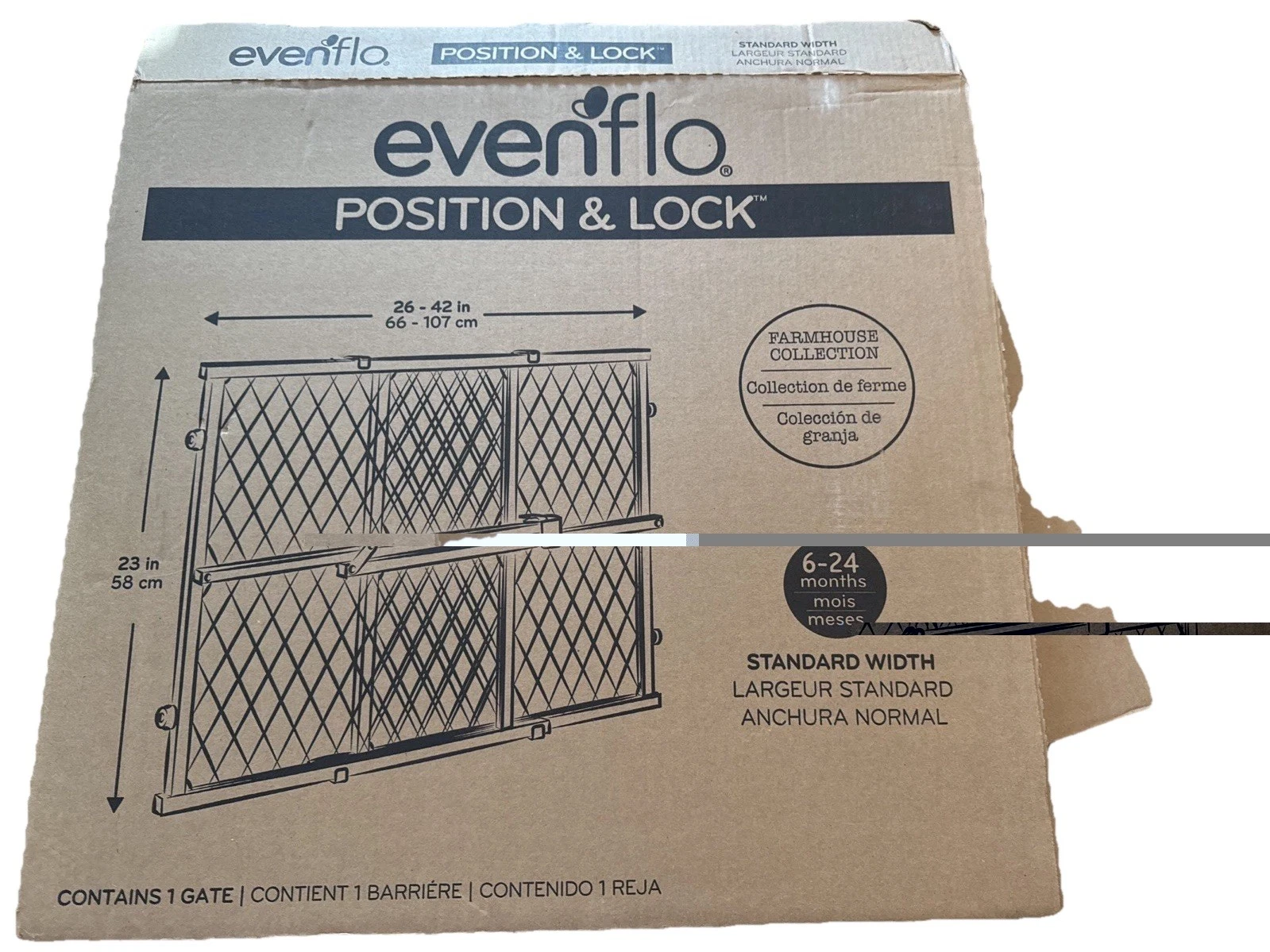 Evenflo 2026900 Position and Lock Farmhouse Pressure Mount Gate - Dark Wood