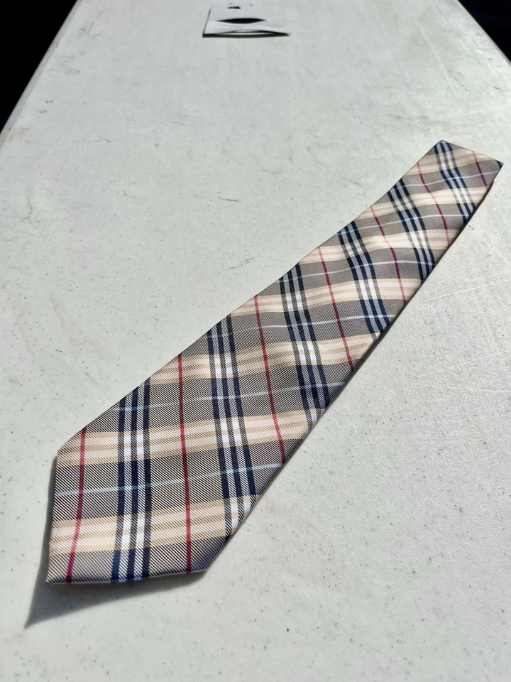 Corbata de seda vintage Burberry of London para hombre a cuadros escoceses 100 % seda Foto 3 de 4